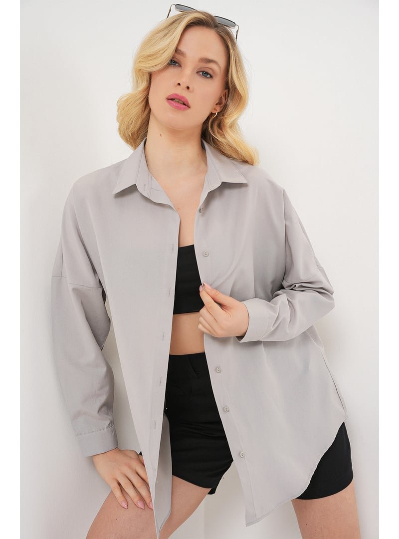 Bigdart A.gri Oversize Uzun Basic Gömlek