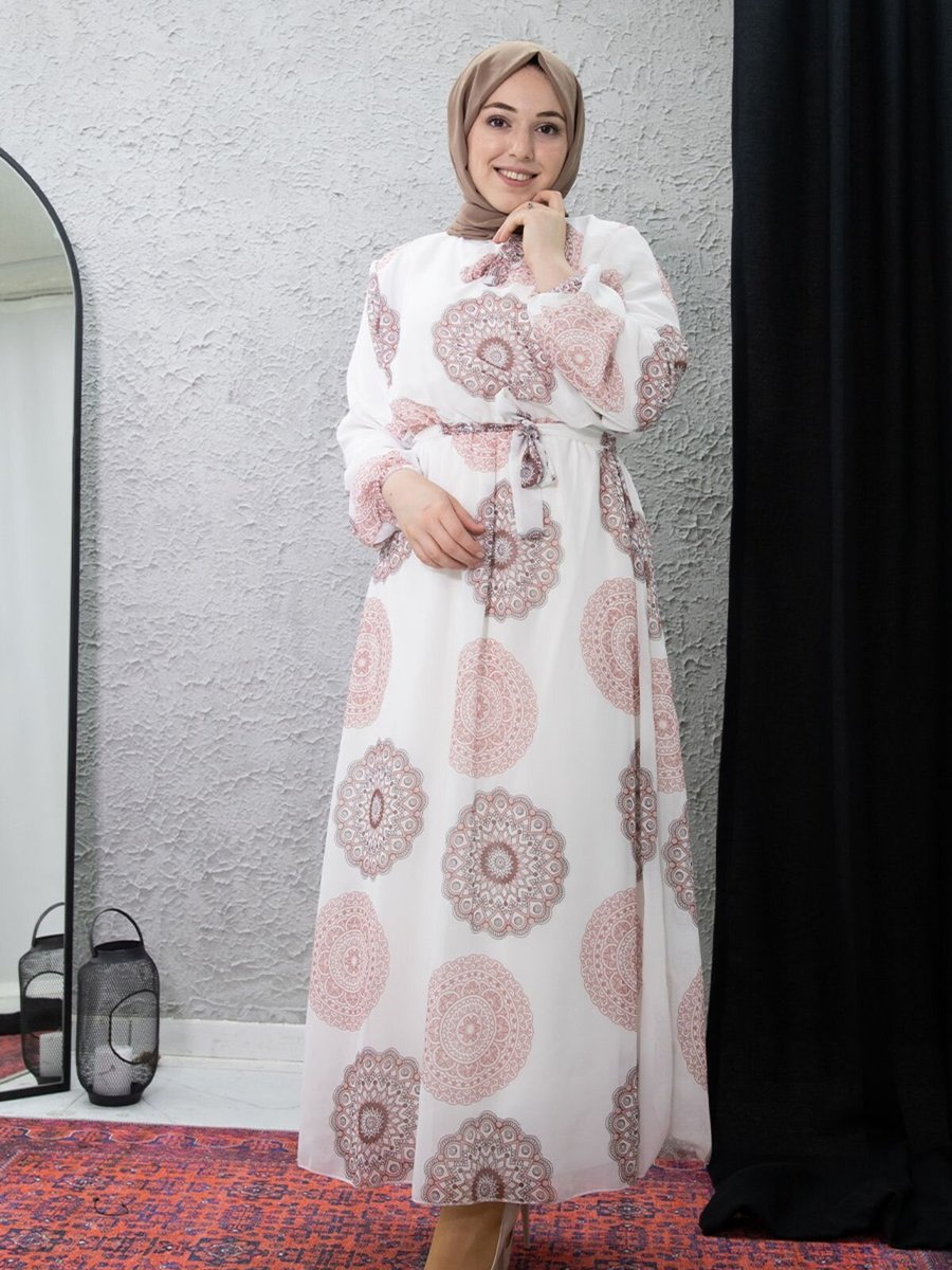 Mec Fashion Kırmızı Desenli Elbise
