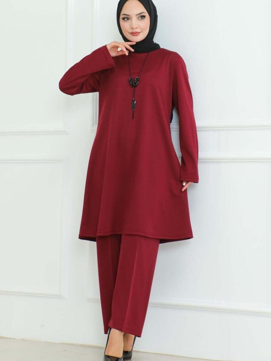 Mec Fashion Bordo Oversize İkili Takım