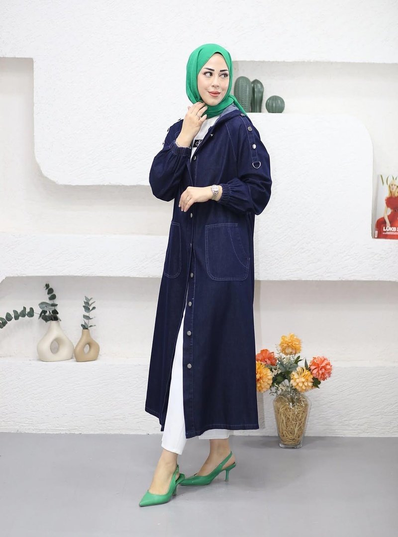 Harmatime butik Cepli Düğmeli Lacivert Kot Kap