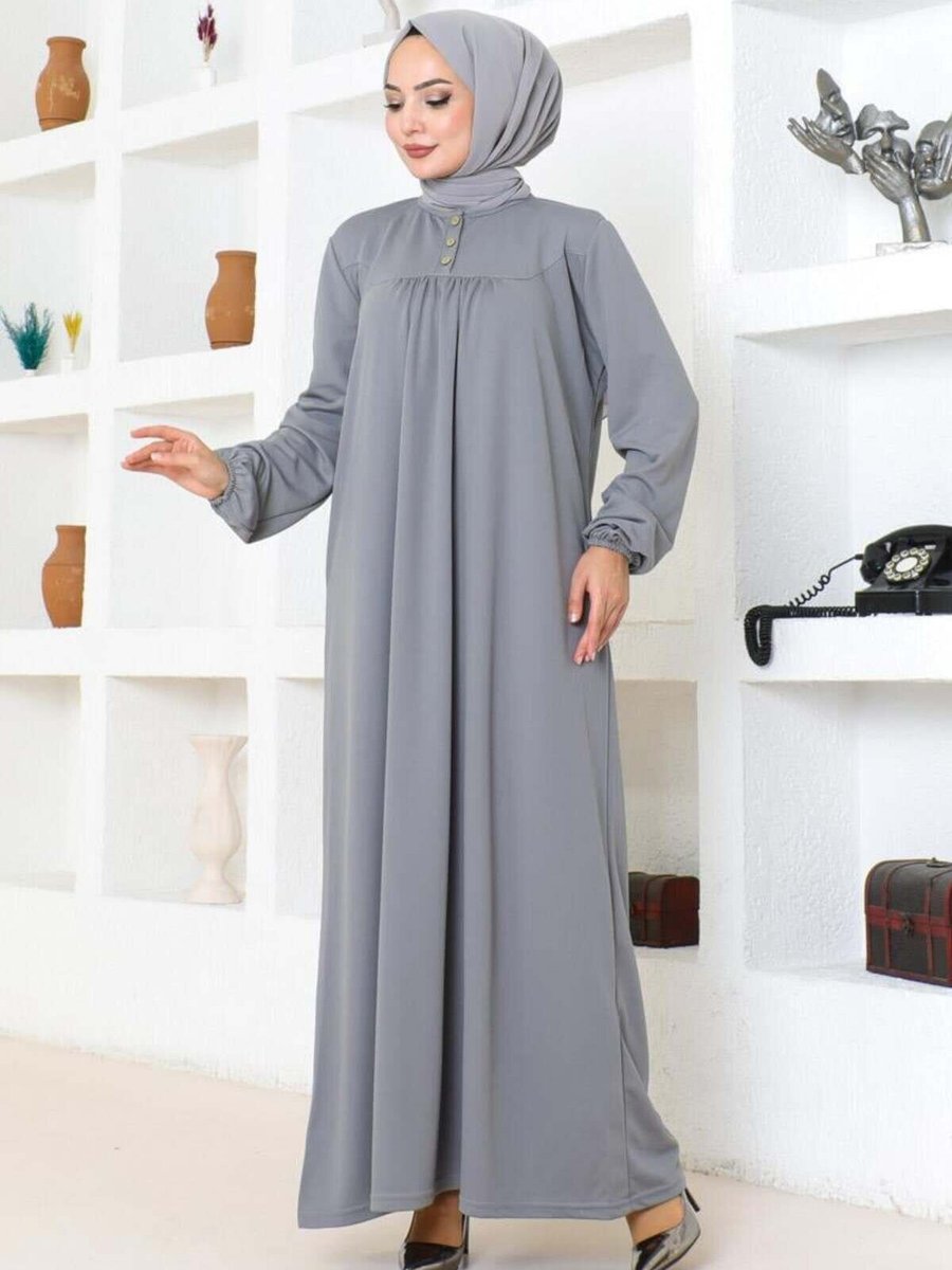 Mec Fashion Gri Robalı Spor Elbise