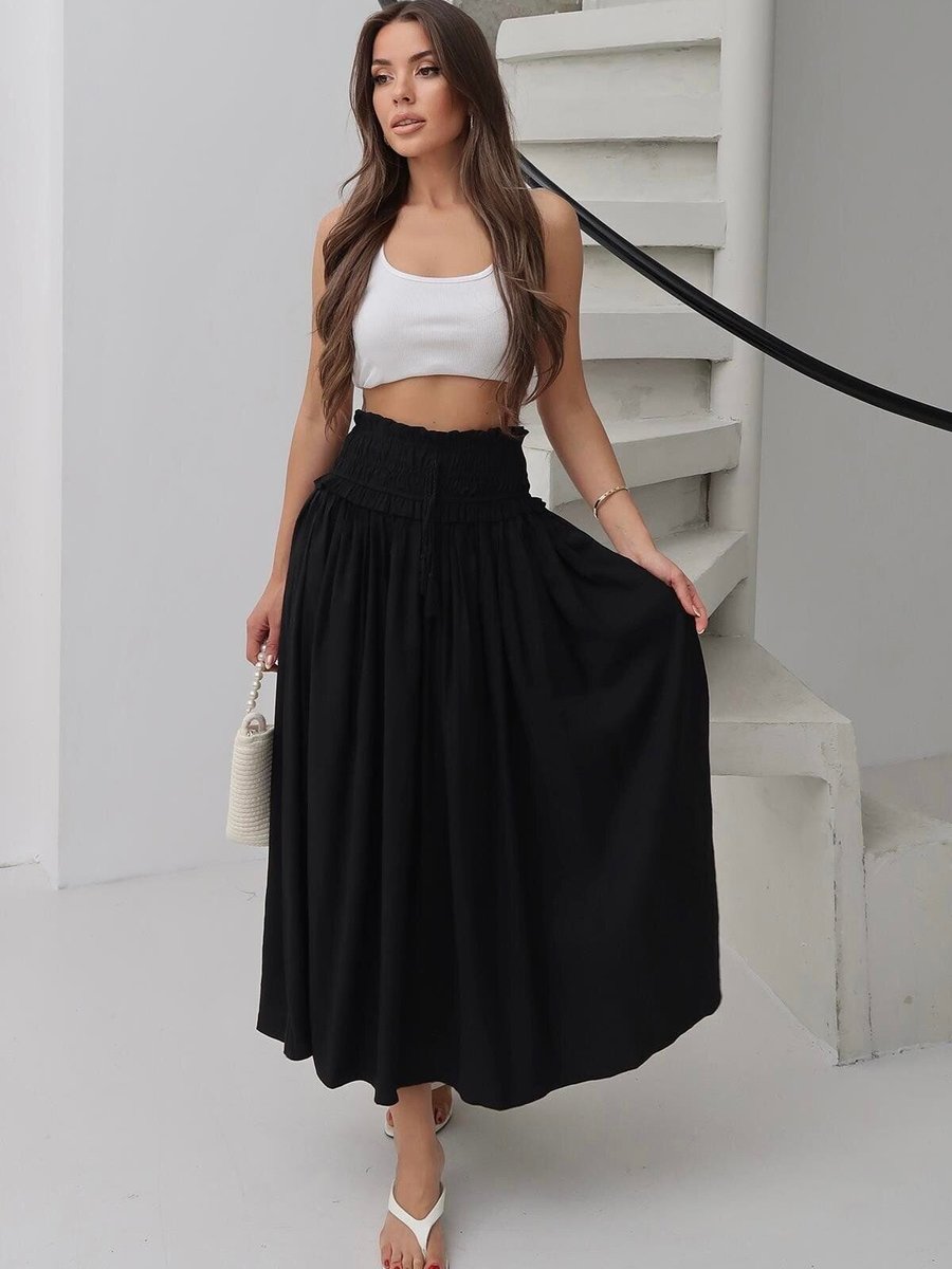Moda cameo Siyah Uzun Modal Kumaş Etek