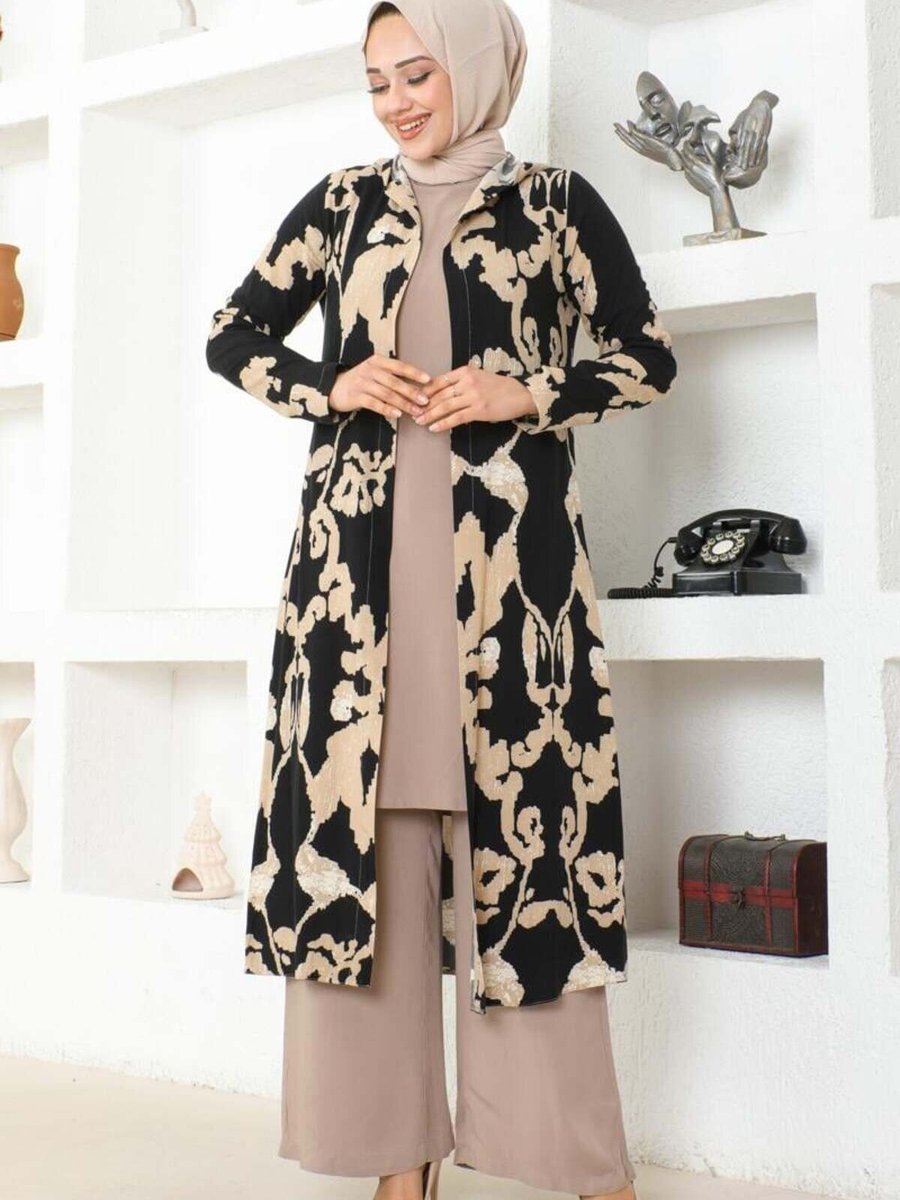 Mec Fashion Siyah Desenli Üçlü Takım