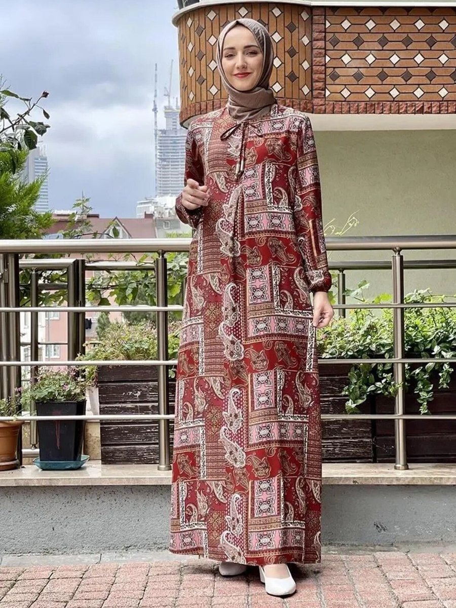 Mec Fashion Kiremit Desenli Elbise