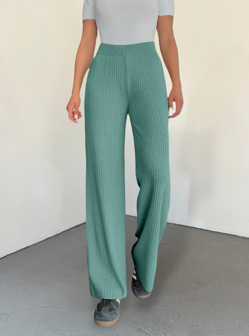 Podyumplus Mint Fitilli Triko Pantolon