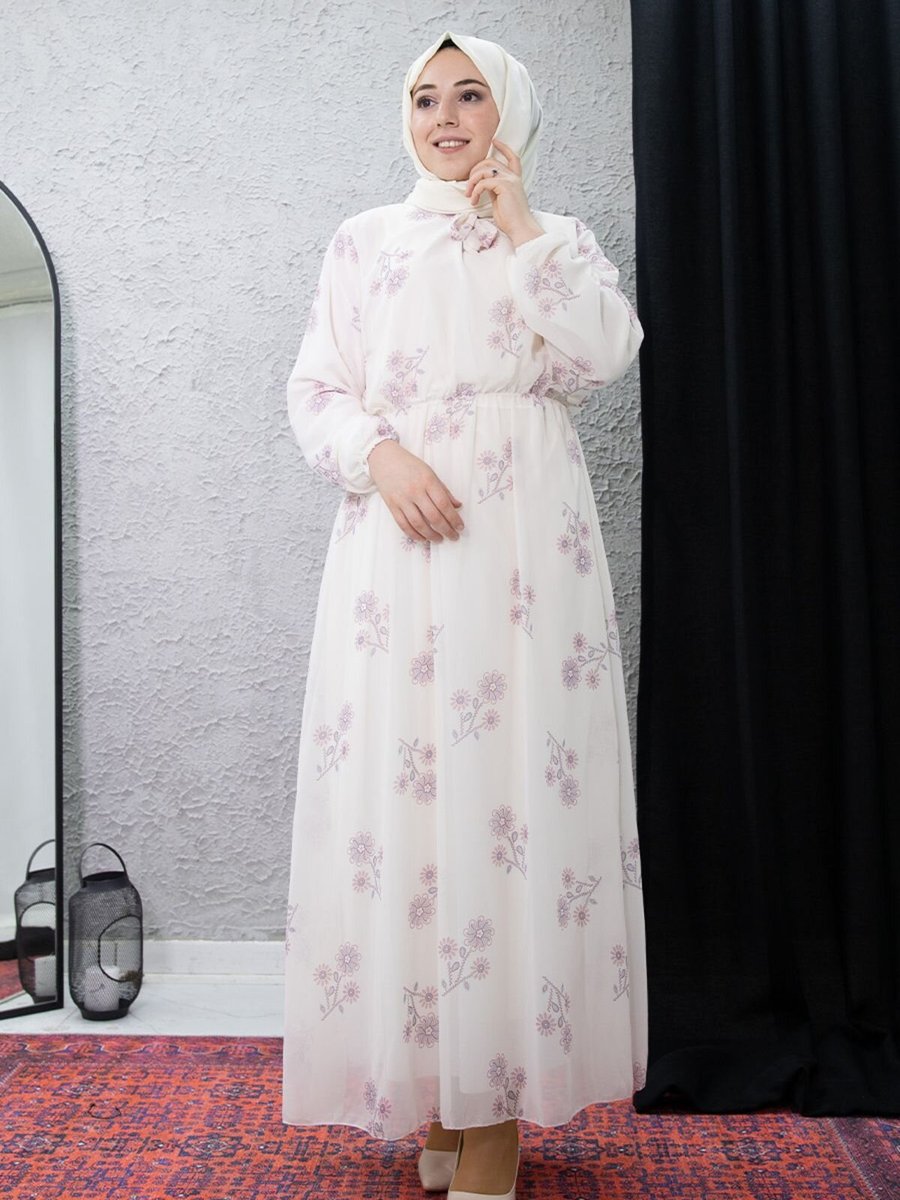 Mec Fashion Pembe Çiçek Desenli Elbise