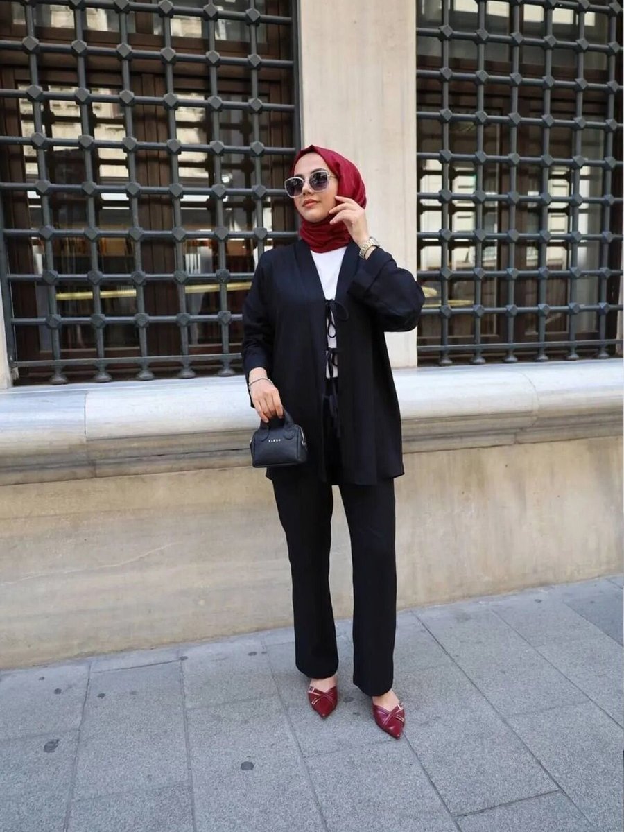 Swana Siyah Kimono İkili Takım