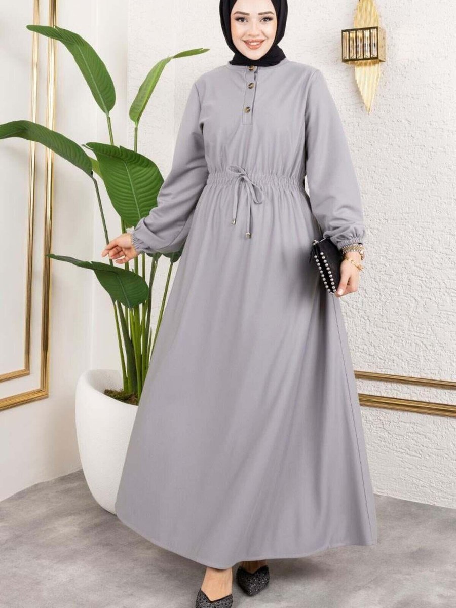 Mec Fashion Gri Büzgülü Elbise