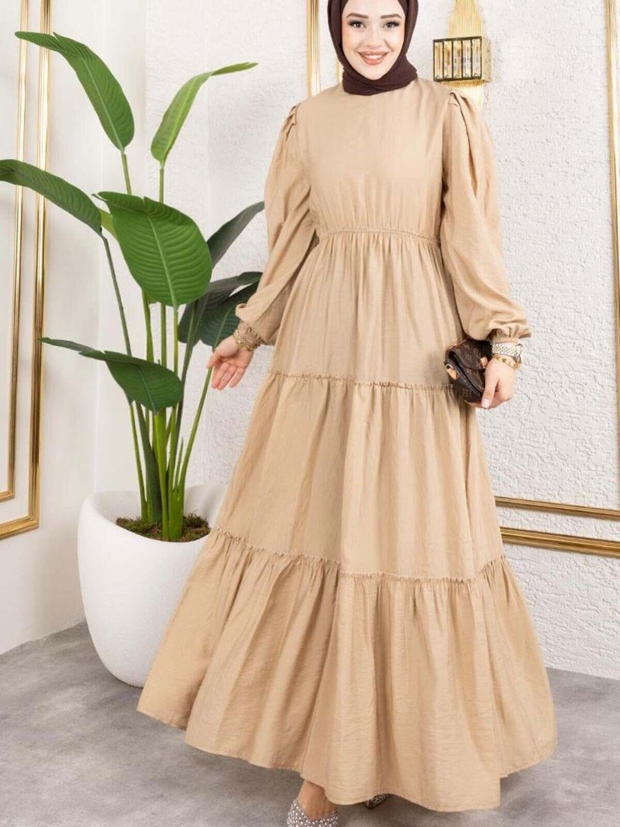 Mec Fashion Camel Beli Lastikli Elbise