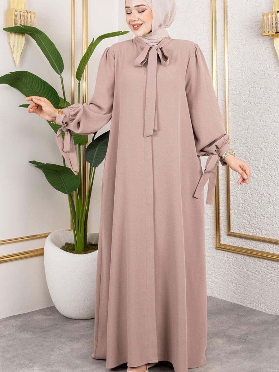 Mec Fashion Vizon Manşeti Bağcıklı Ferace Abiye Elbise