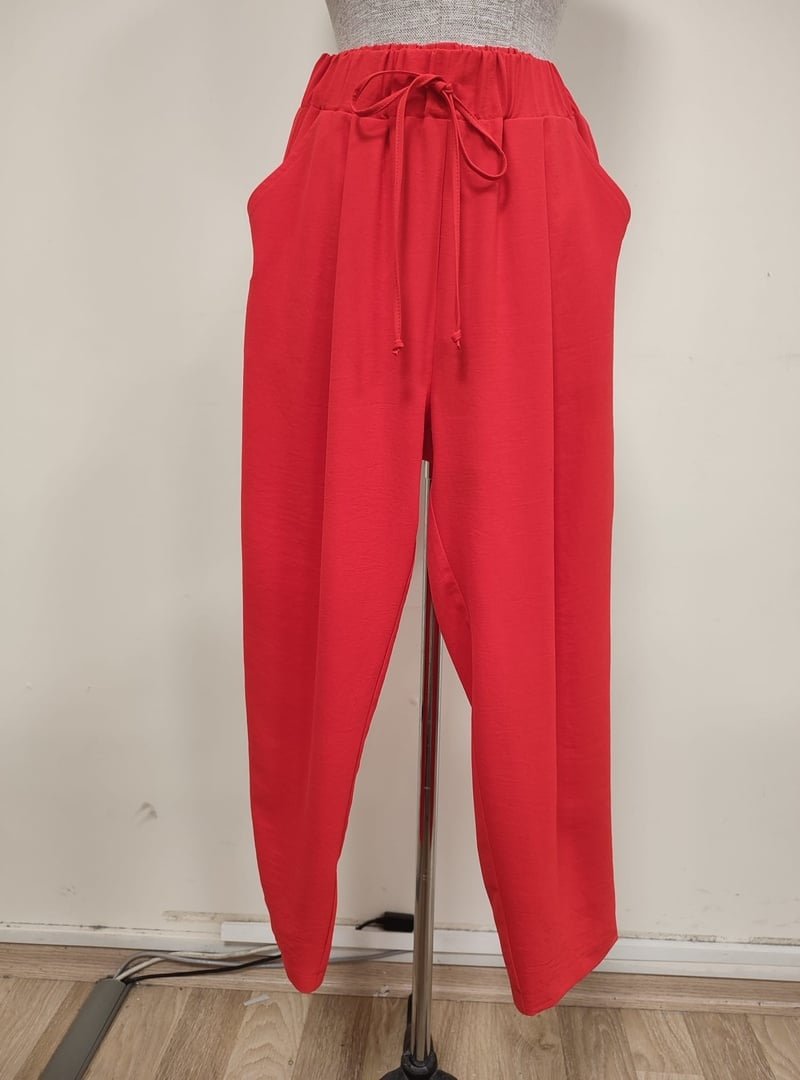Podyumplus 18102pnt Beli Bağlamalı Havuç Form Pantolon
