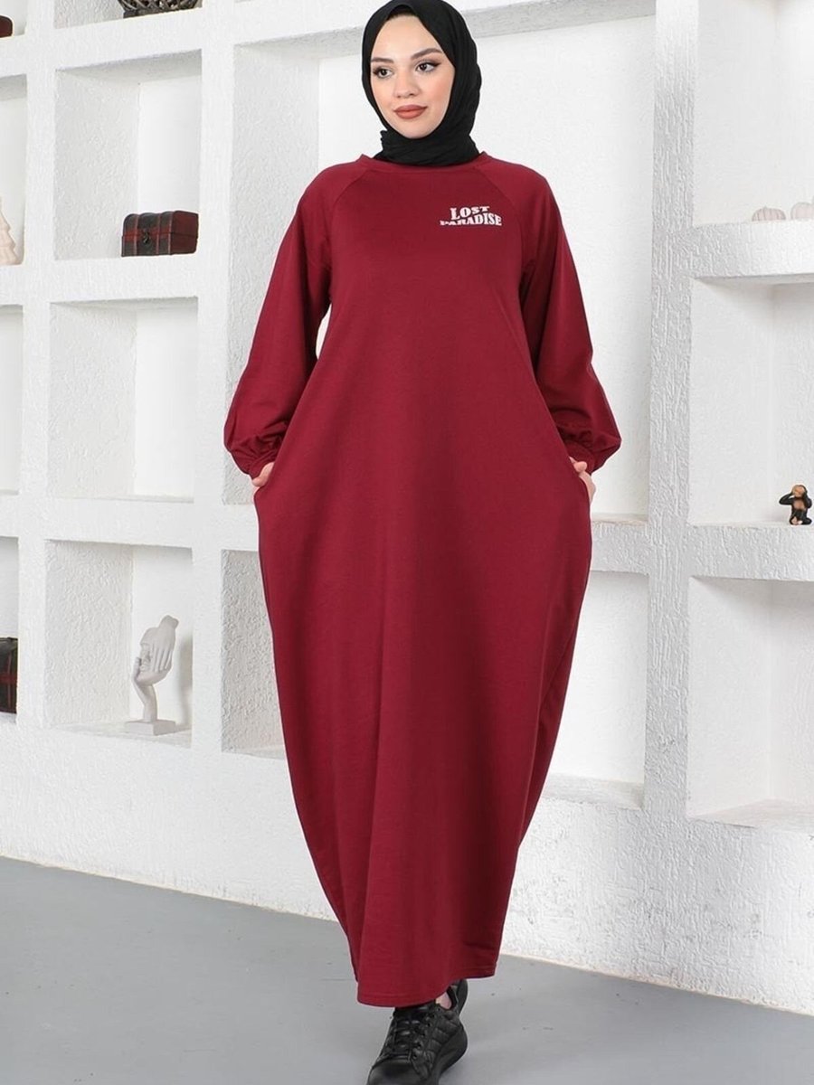 Mec Fashion Bordo Şalvar Model Salaş Elbise