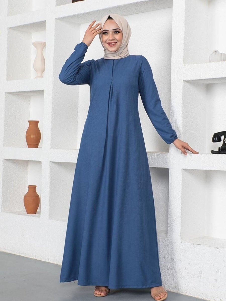 Mec Fashion İndigo A Pile Model Elbise