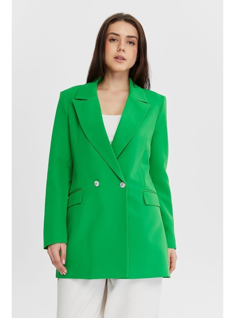 Bolivente Oversize Dokuma Blazer Ceket Yeşil