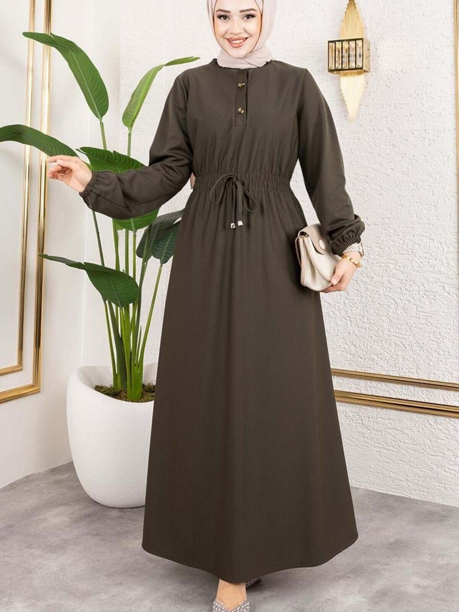 Mec Fashion Haki Büzgülü Elbise
