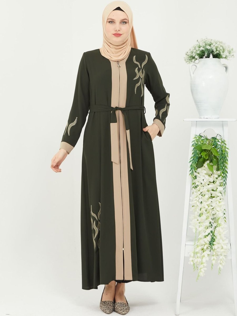 Mec Fashion Haki Özel Tasarım Abaya