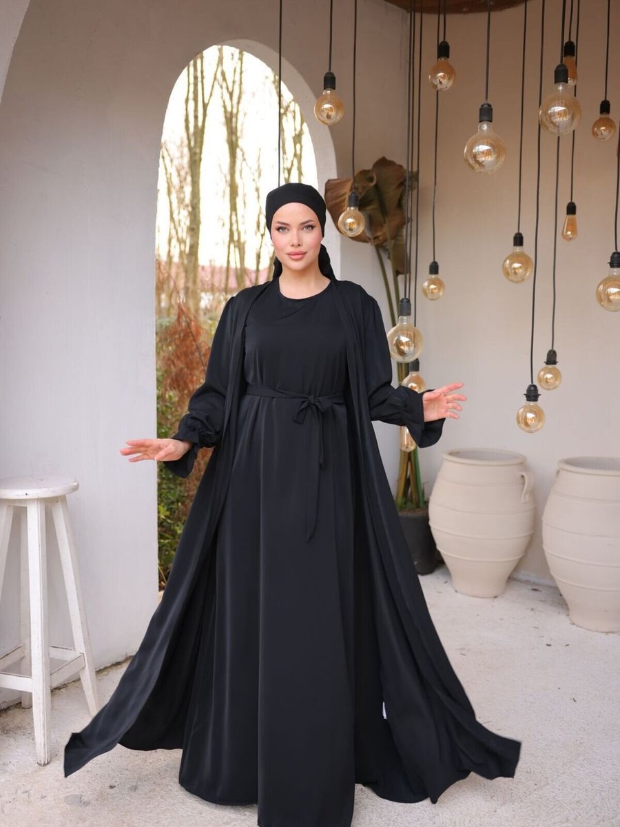 Nissra Siyah İkili Abaya Takım