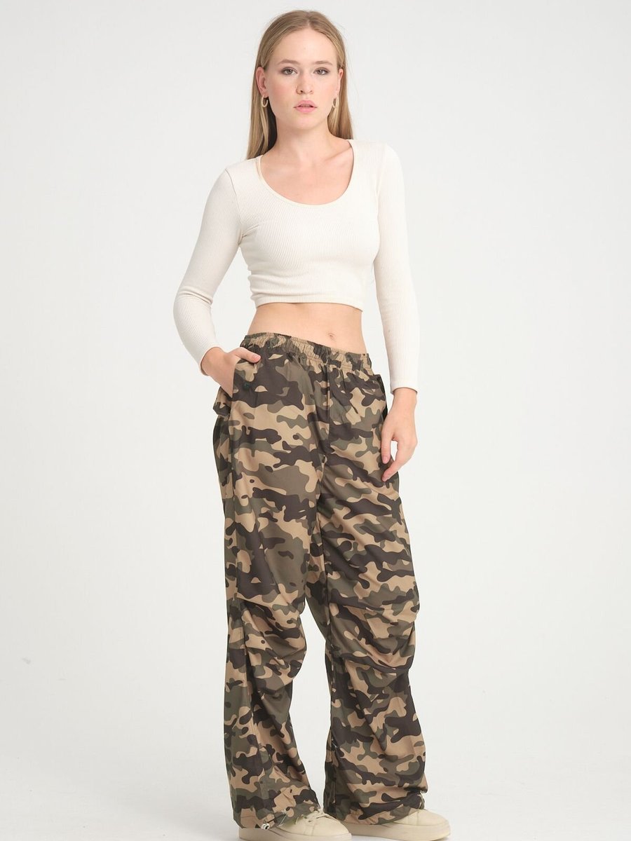 İLKCET MODA Kamuflaj Desen Paraşüt Pantolon