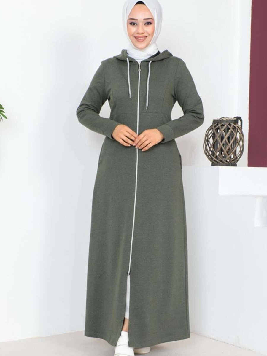 Mec Fashion Haki Kapüşonlu Spor Ferace