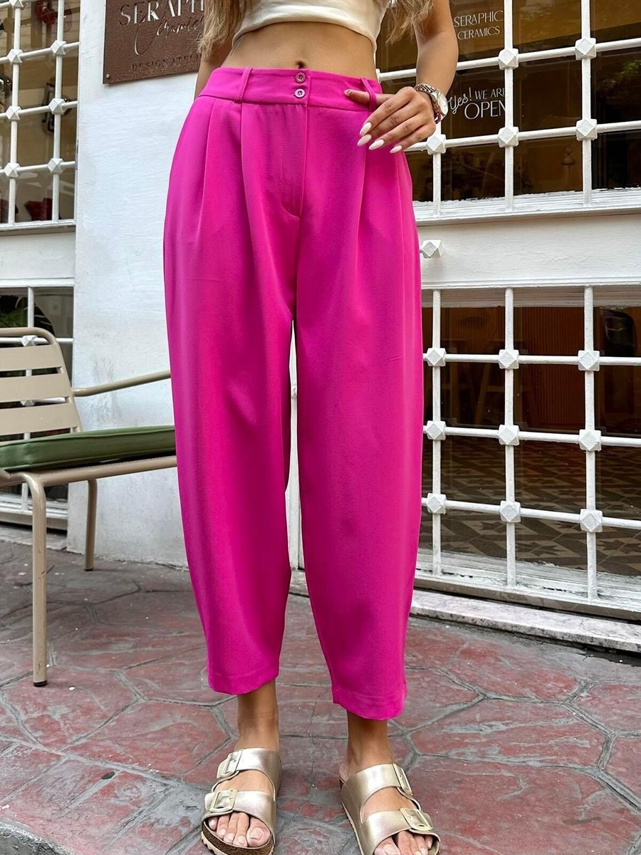 Moda cameo Fuşya Pileli Şalvar Pantolon