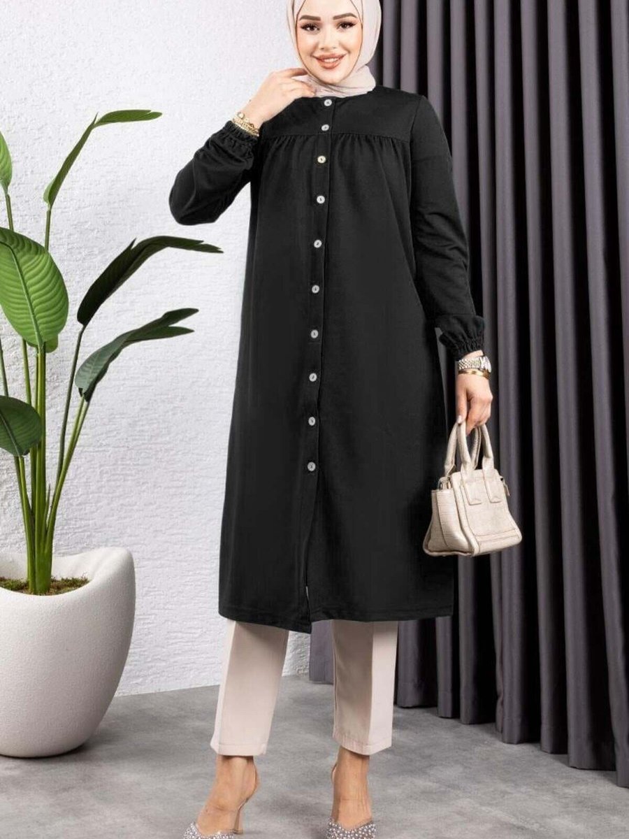 Mec Fashion Siyah Büzgülü Tunik
