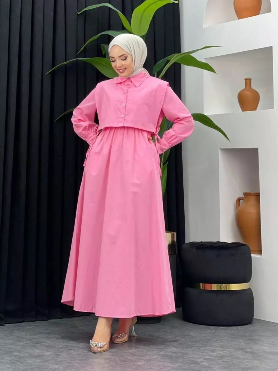 Swana Pembe Elbise Bolerolu İkili Takım