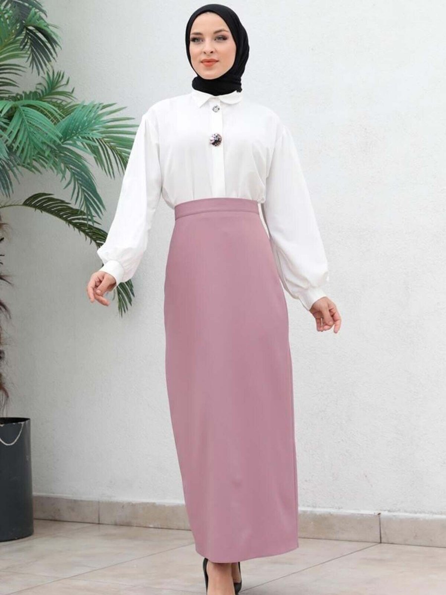 Mec Fashion Gül Kurusu Uzun Kalem Etek