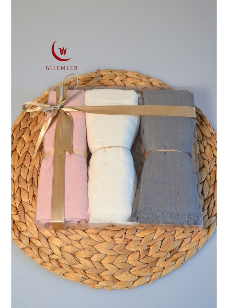 Bilenler Bambu Kraş Şal – 75x210 Cm | Nefes Alabilir, Terletmez, Tok Duruşlu Mevsimlik Kumaş (3'lü Kutu)