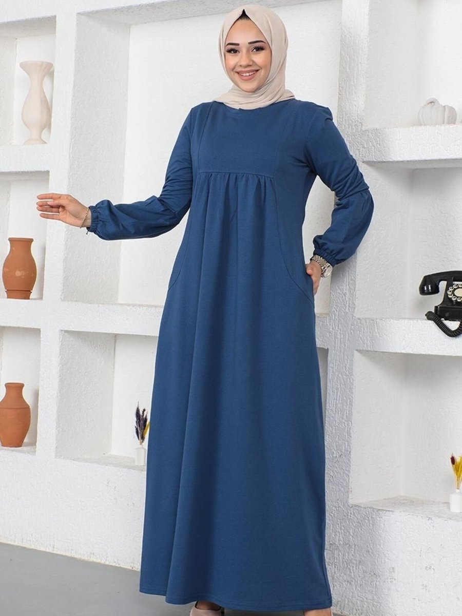 Mec Fashion İndigo Balon Kol Spor Elbise