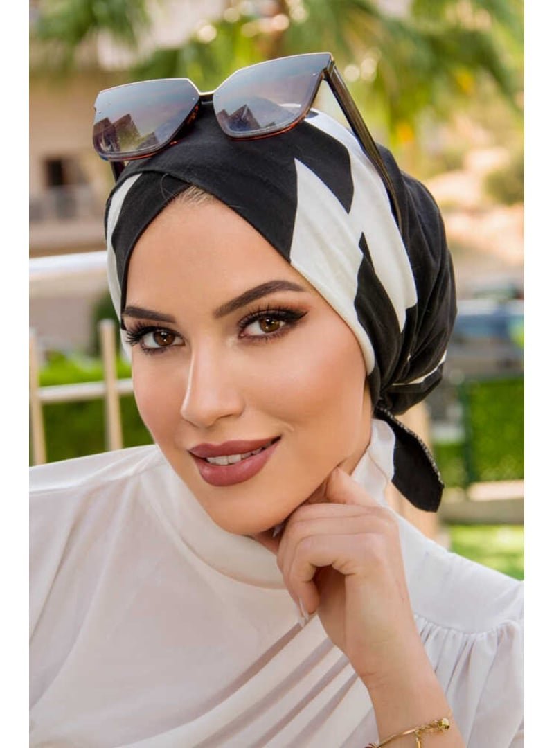 AİŞE TESETTÜR Desen Çapraz Bone