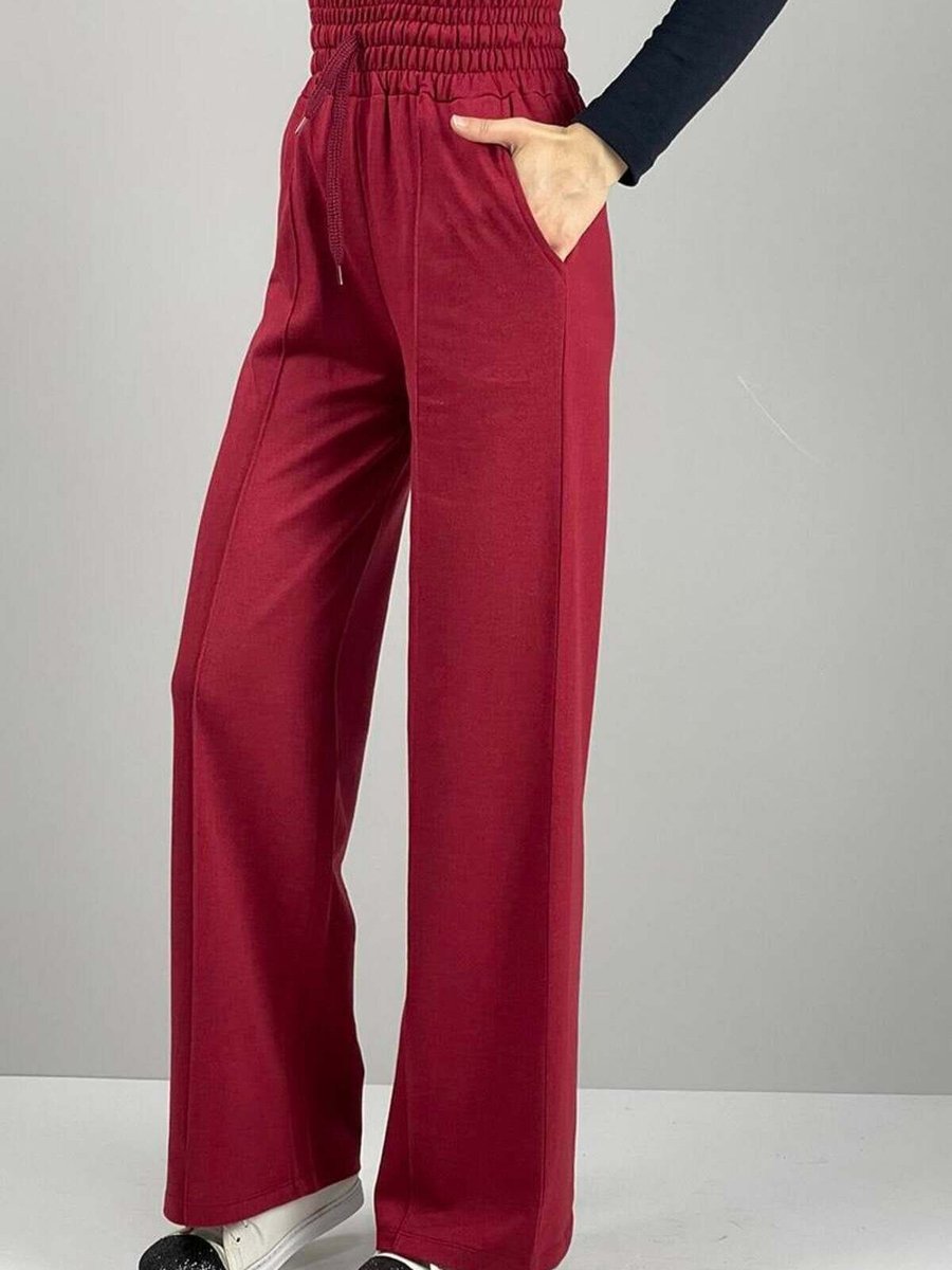 Mec Fashion Bordo Yüksek Bel Pantolon