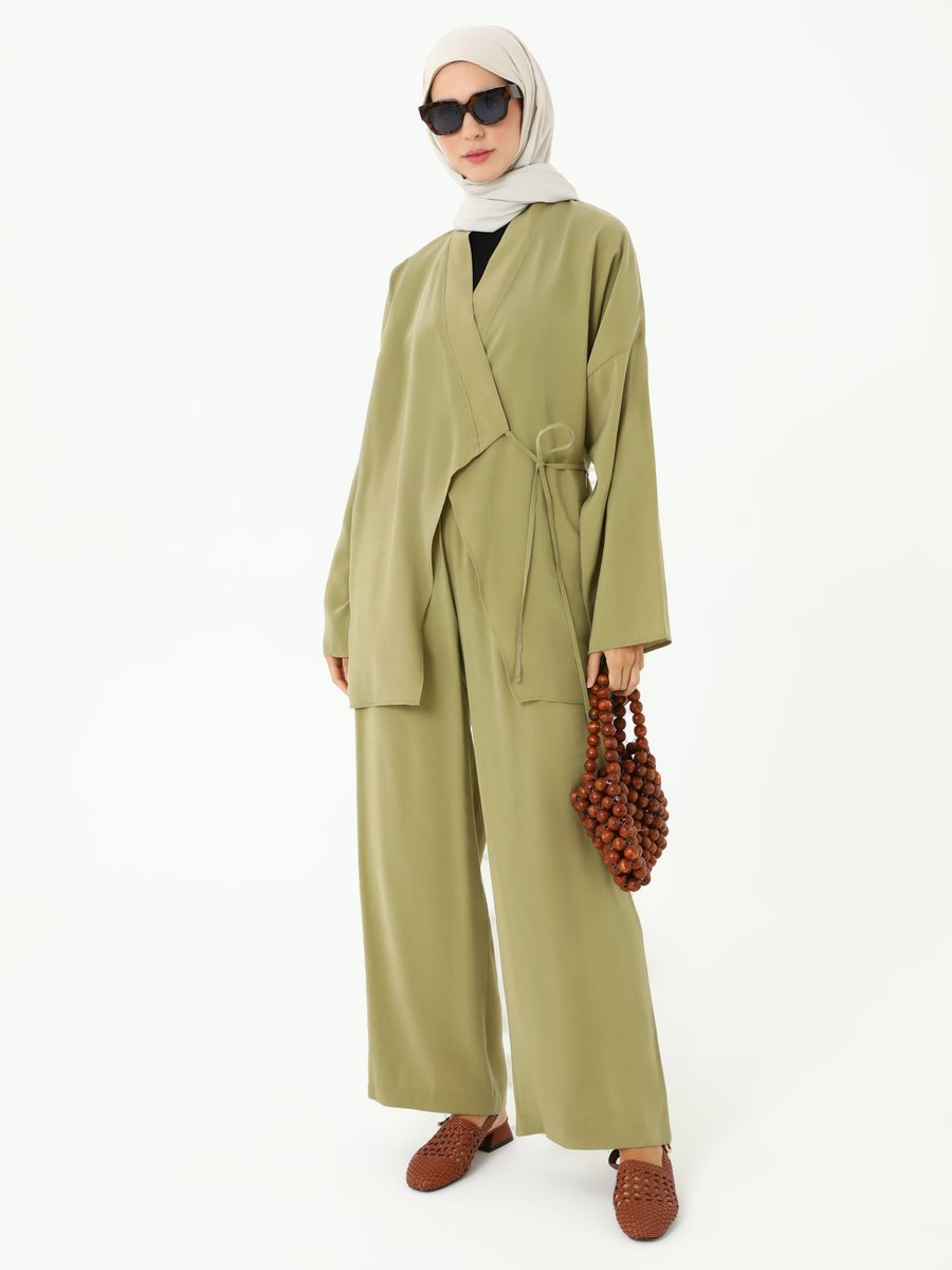 Refka Modal Pantolon Kimono İkili Takım Yesil