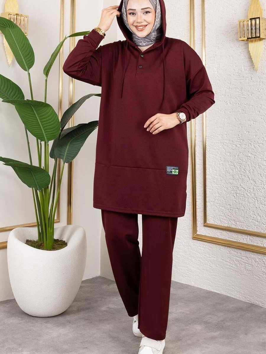 Mec Fashion Bordo Çıtçıtlı Spor İkili Takım