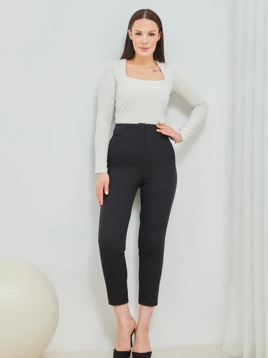 Swana Siyah Zra Model Pensli Yüksek Bel Pantolon