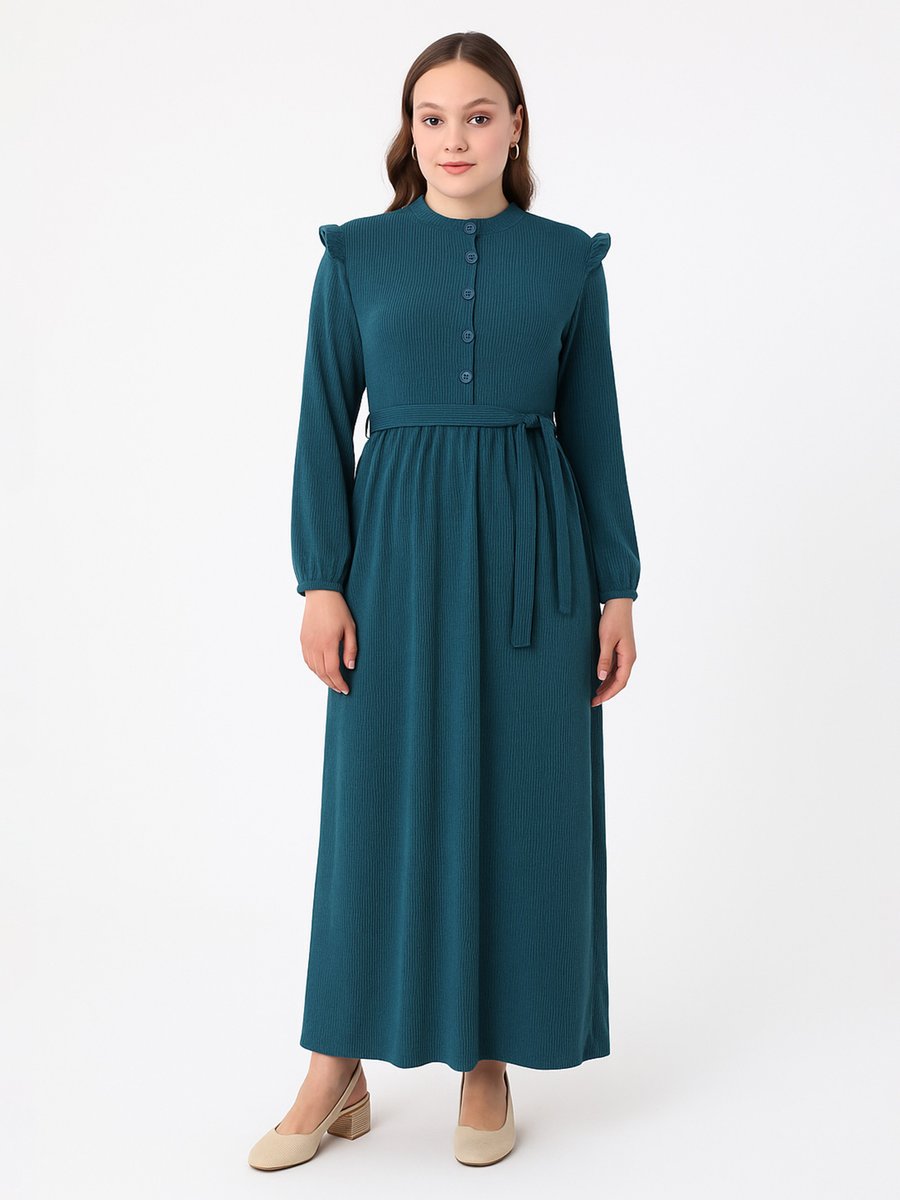 Moda Gazel Turkuaz Elbise