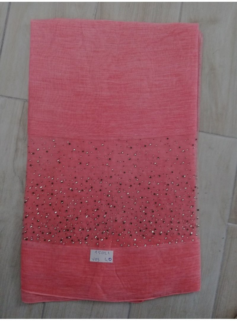 19v69 ITALIA Bej Taşlı İthal İpek Cotton Seri Şal Askısı İle Birlikte 90x200 Cm