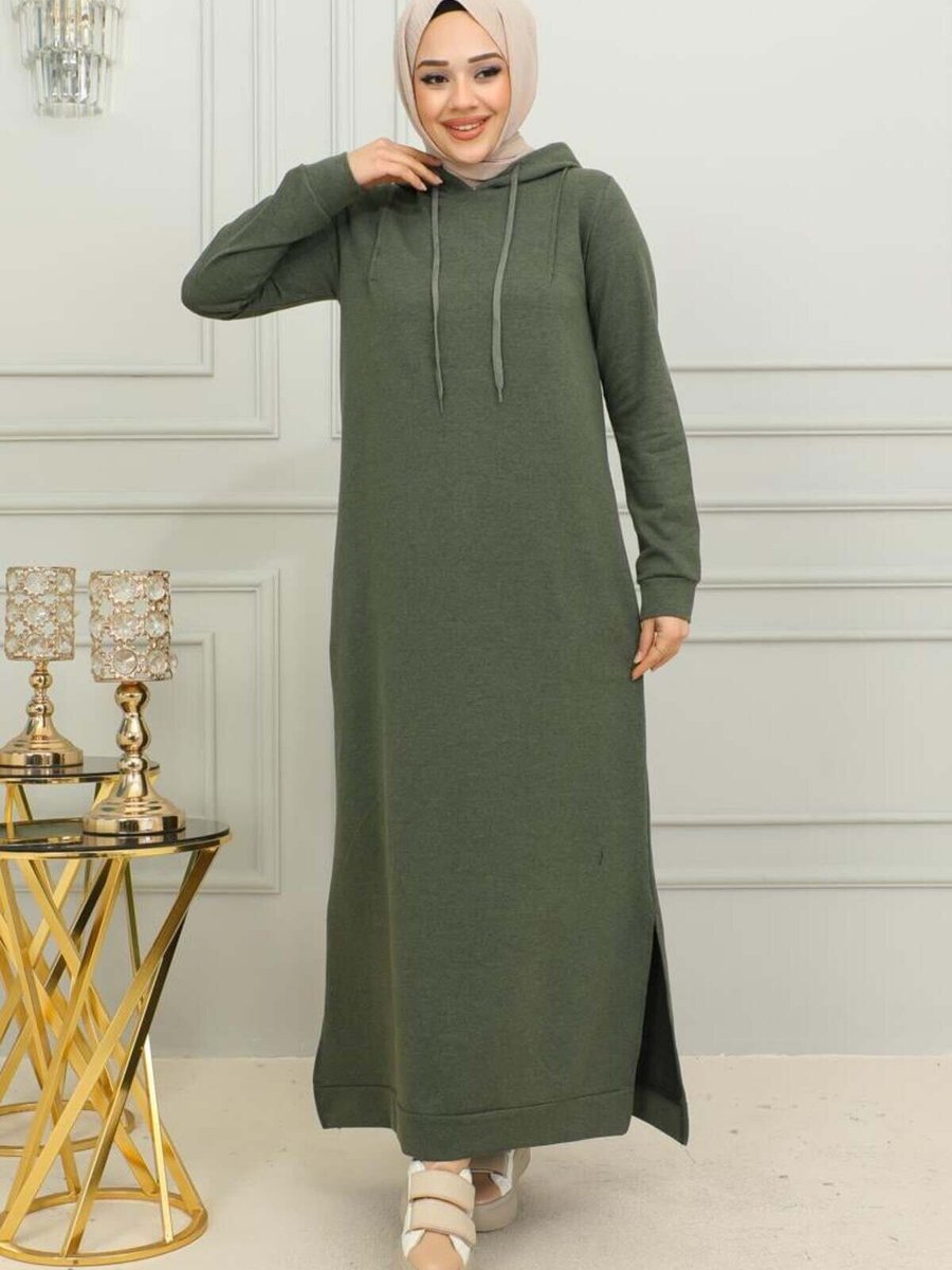 Mec Fashion Haki Yırtmaçlı Spor Elbise