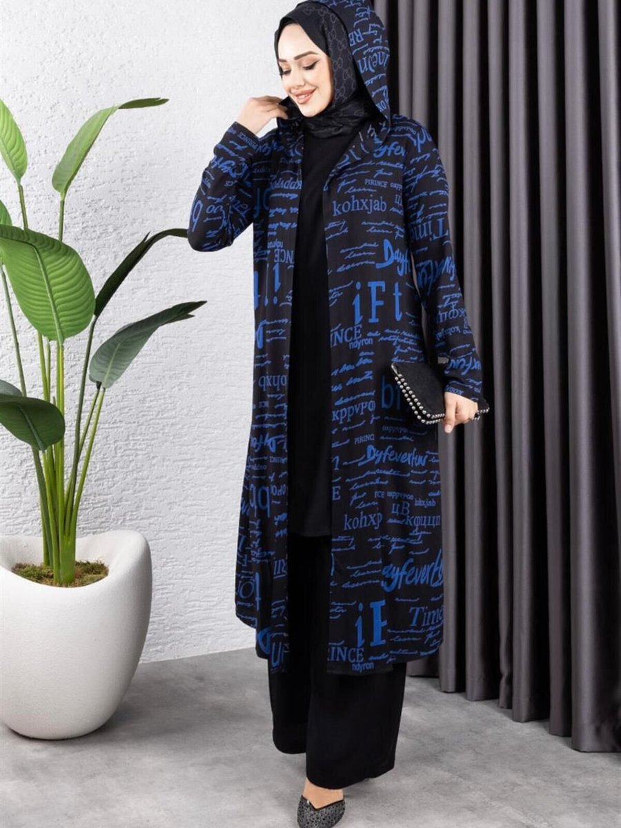 Mec Fashion İndigo Yazılı Üçlü Takım