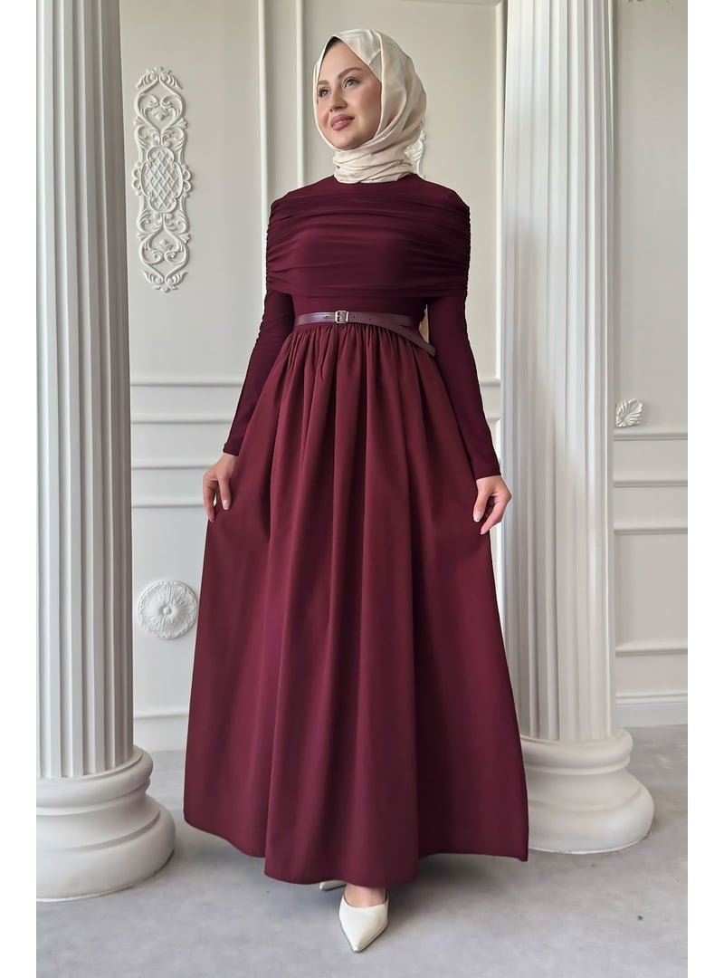 InStyle Drapeli Sandy Cotton Kırmızı Elbise