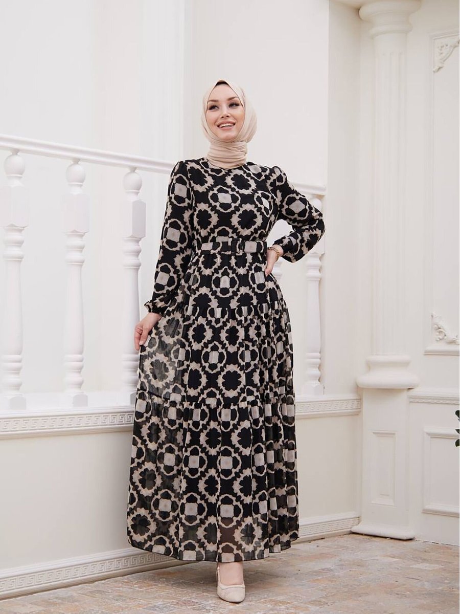 XXL BUTİK Siyah Kemerli Elbise