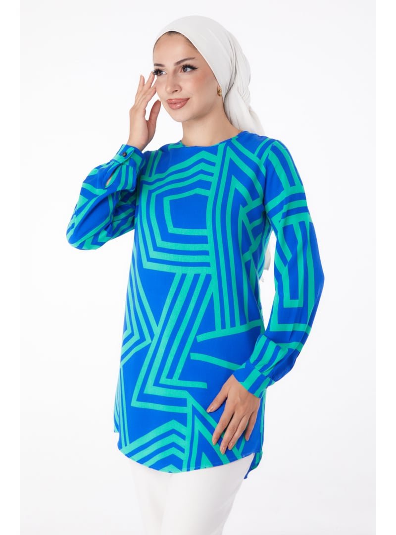 Tofisa Yesıl Desenli Tunik Yesil