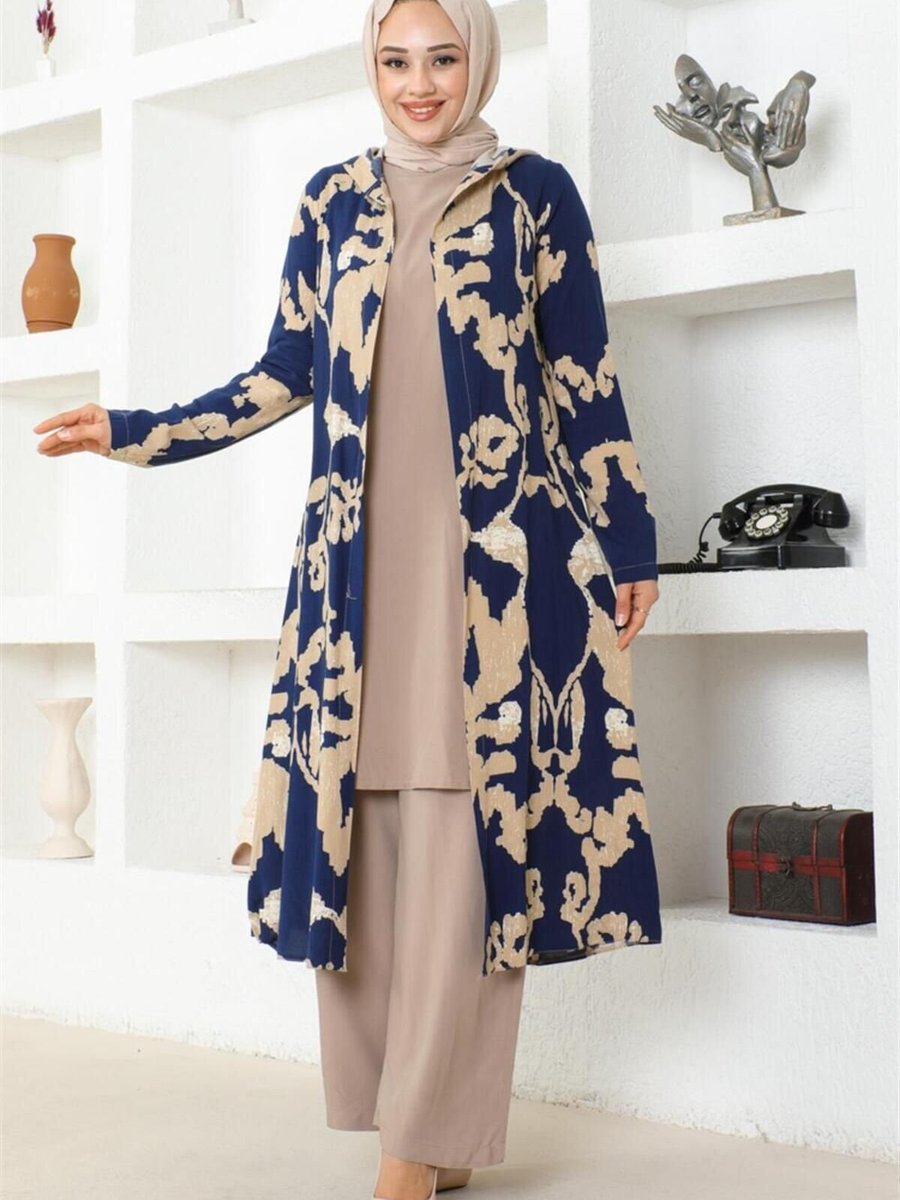 Mec Fashion Lacivert Desenli İkili Takım