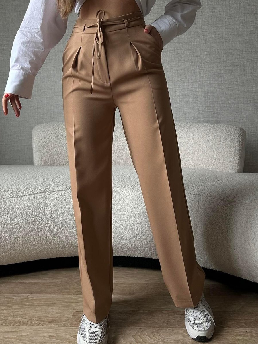 Moda cameo Camel Bağlama Detaylı Palazzo Pantolon