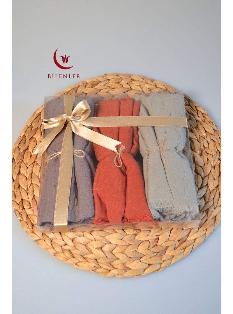 Bilenler Bambu Kraş Şal – 75x210 Cm | Nefes Alabilir, Terletmez, Tok Duruşlu Mevsimlik Kumaş (3'lü Kutu)