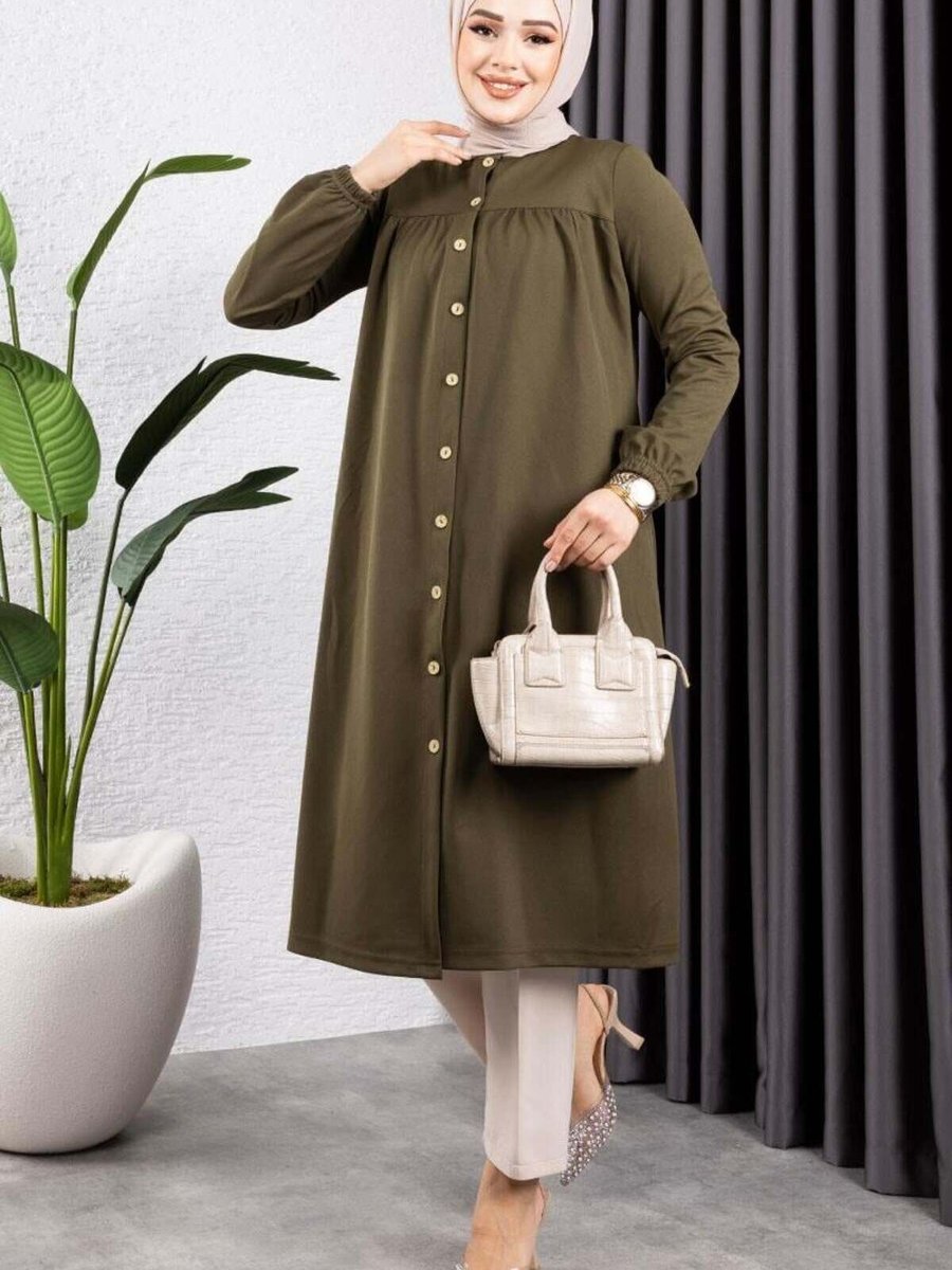 Mec Fashion Haki Büzgülü Tunik