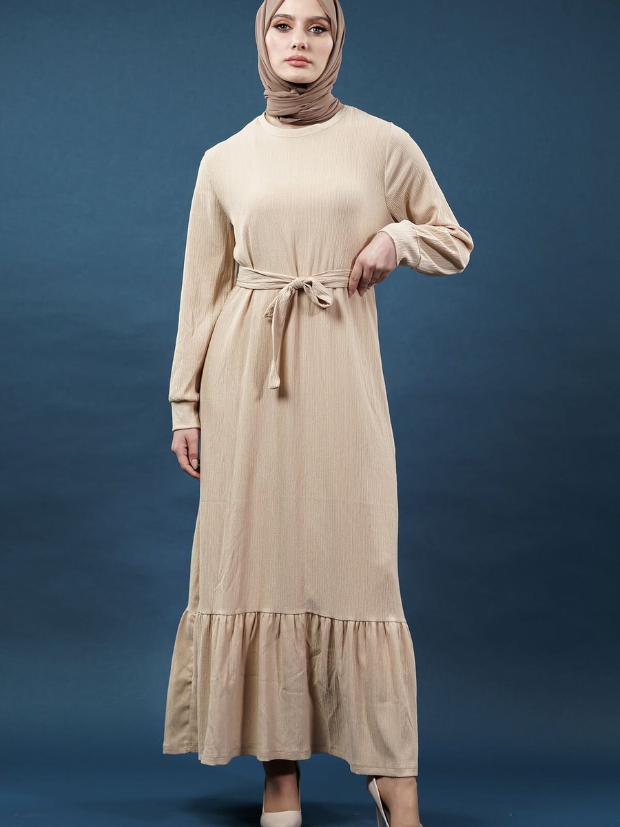 Mec Fashion Krem Bürümcük Elbise
