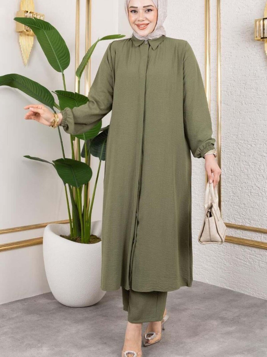 Mec Fashion Haki Uzun Tunikli Aerobin İkili Takım