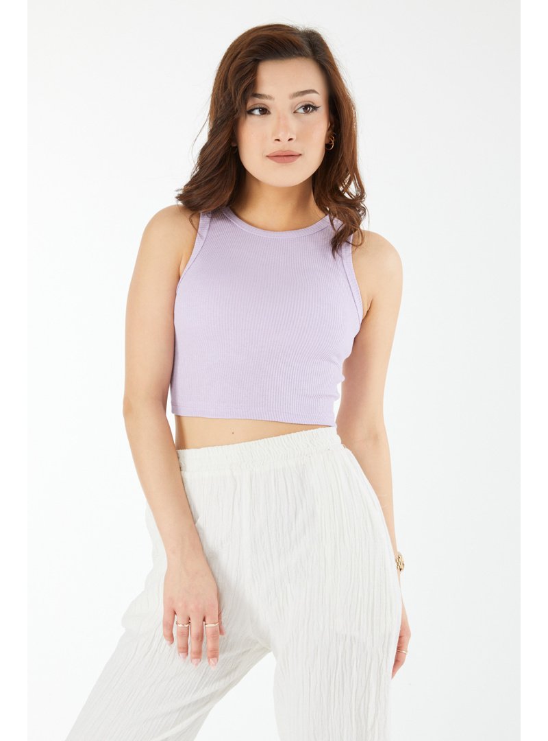 Tofisa Lila Lıla Kısa Kollu Crop