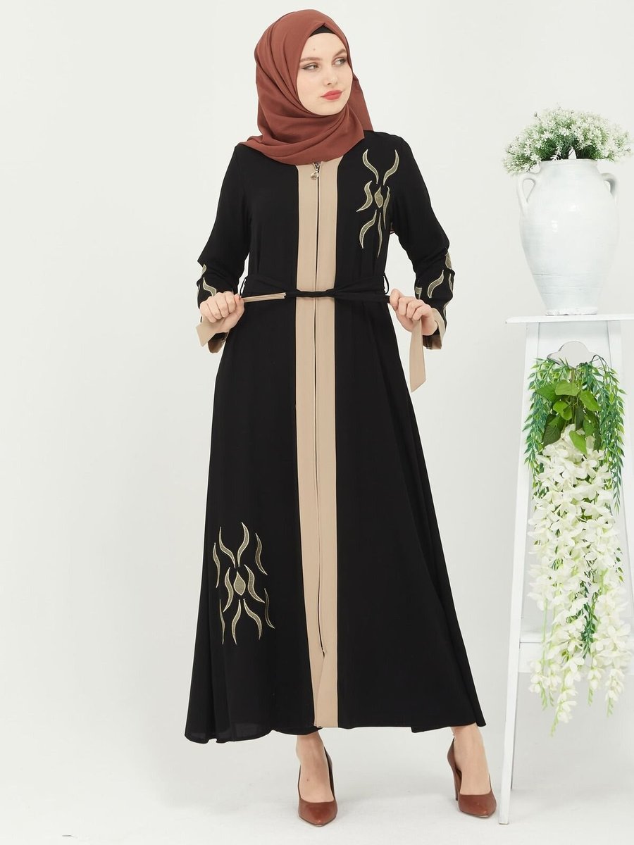 Mec Fashion Siyah Özel Tasarım Abaya