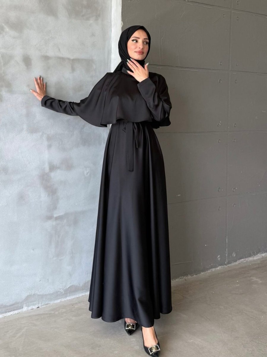 Ensa Tesettür Siyah Beril Abiye Elbise